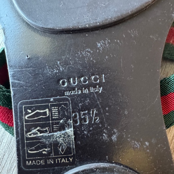 Gucci Dark Brown Sandals with Signature Green and Red Straps Authentic. - Picture 10 of 16